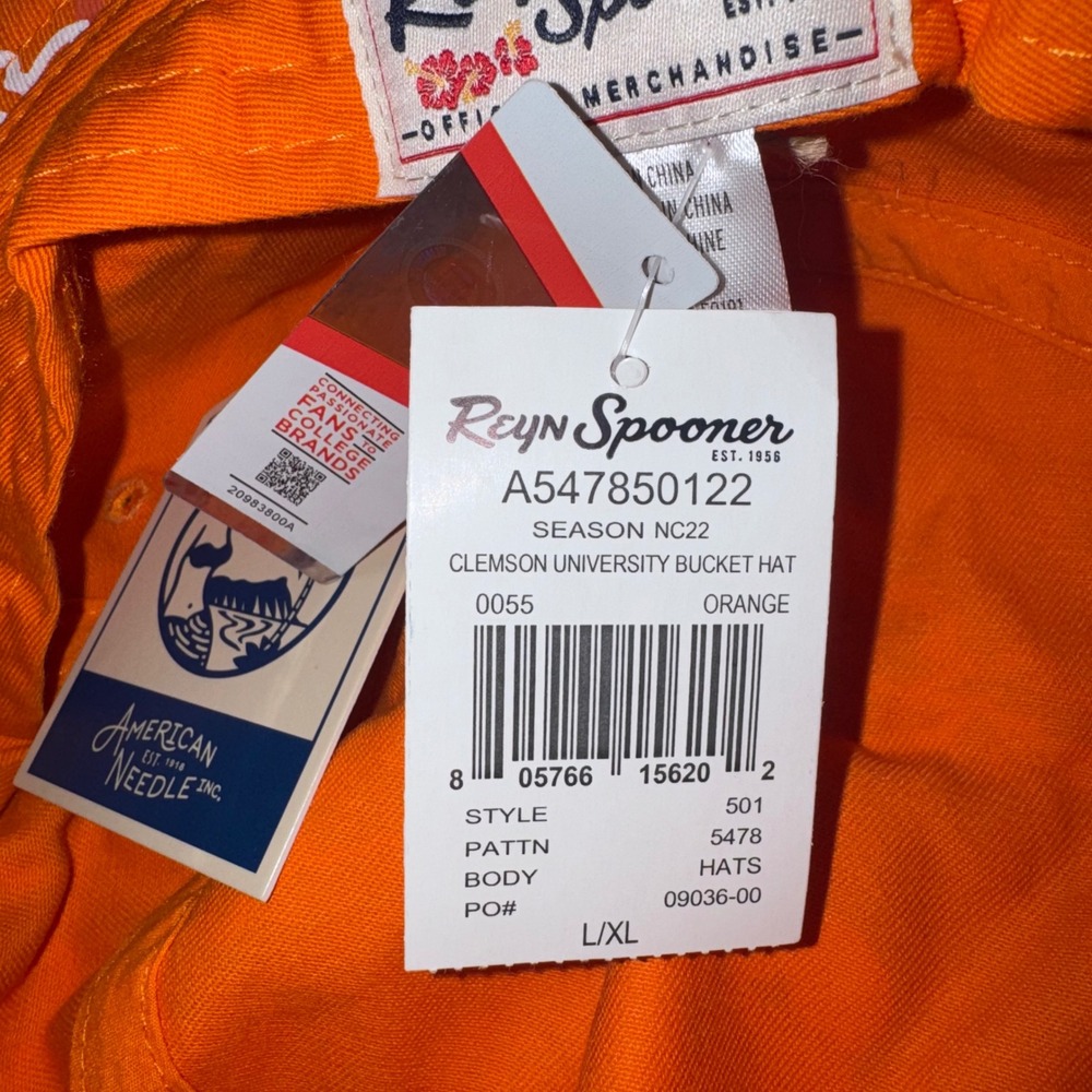 Reyn Spooner Clemson University Bucket Hat Mens Floral Tropical Orange L/XL NEW - Picture 4 of 5